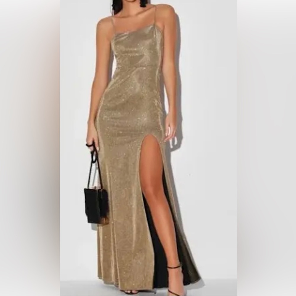 NWT Lulus gold glitter gown